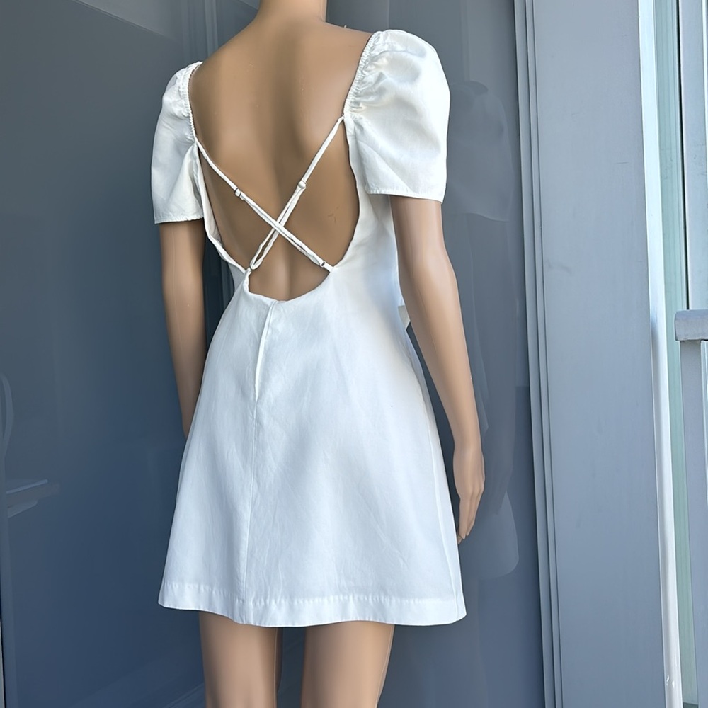 Zara Puff Sleeve White Mini Dress - Picture 7 of 15